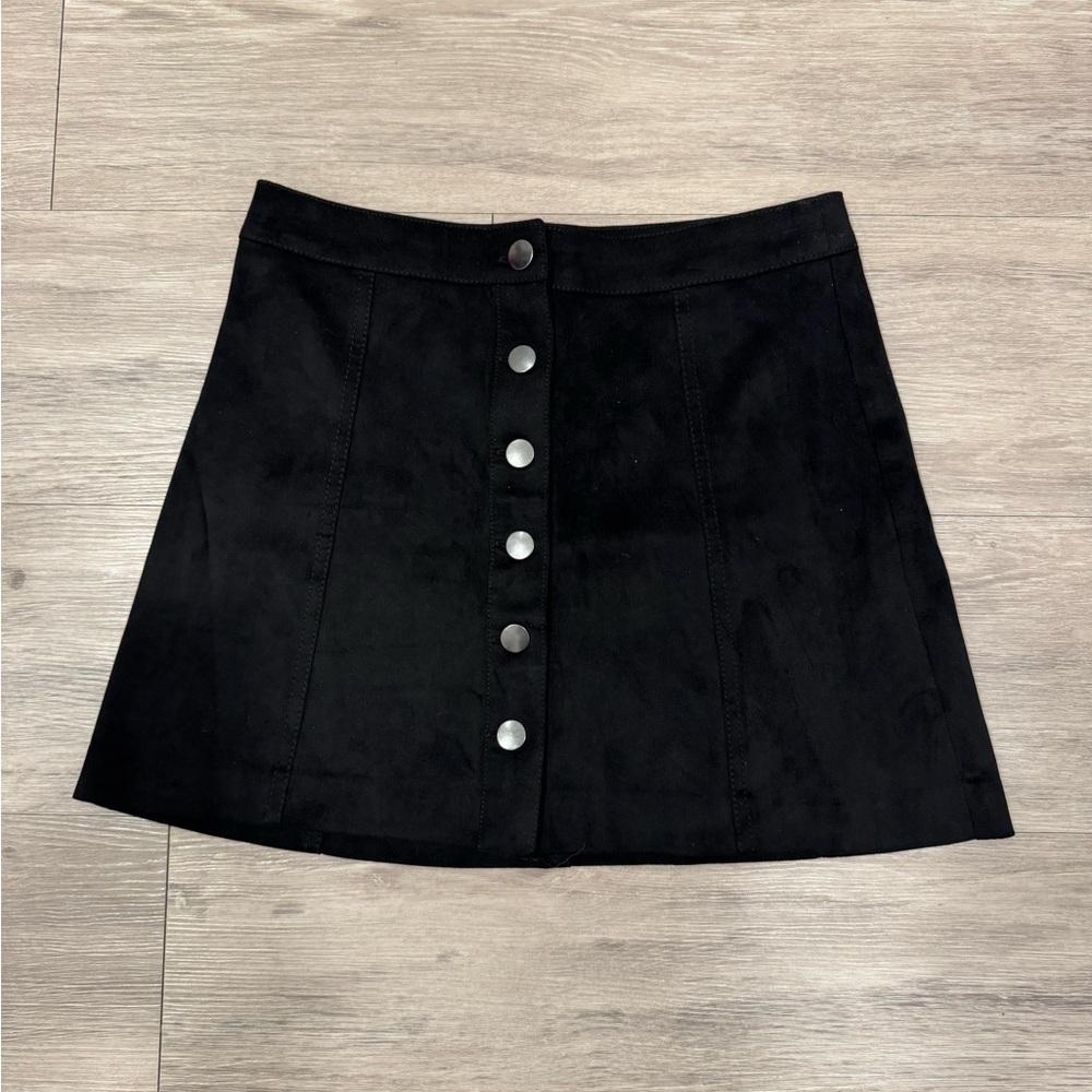 Zara Black Mini Skirt with Silver Buttons